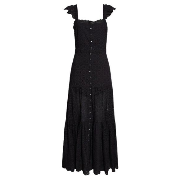 Veronica Beard Black Aislin Eyelet Cotton Maxi Dress Size 0 NWT $648 - Picture 4 of 4